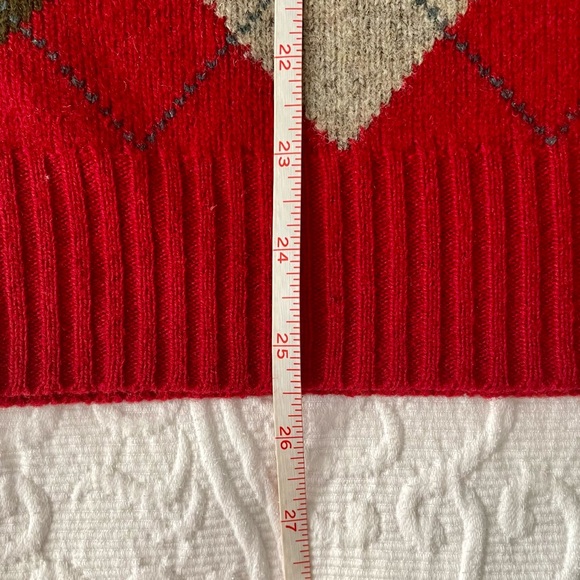 J. Crew Men’s Red/Gray Lambswool Argyle Sweater Vest Preppy Academia Size Large - Picture 16 of 16